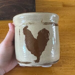 Rustic Brown Rooster Art Pot